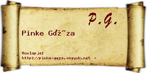 Pinke Géza névjegykártya