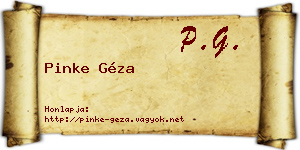 Pinke Géza névjegykártya